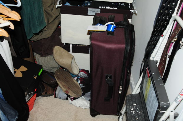 Bloody slippers found in master bedroom closet